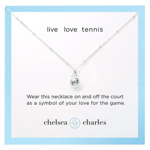Silver Tennis Ball Charm Necklace